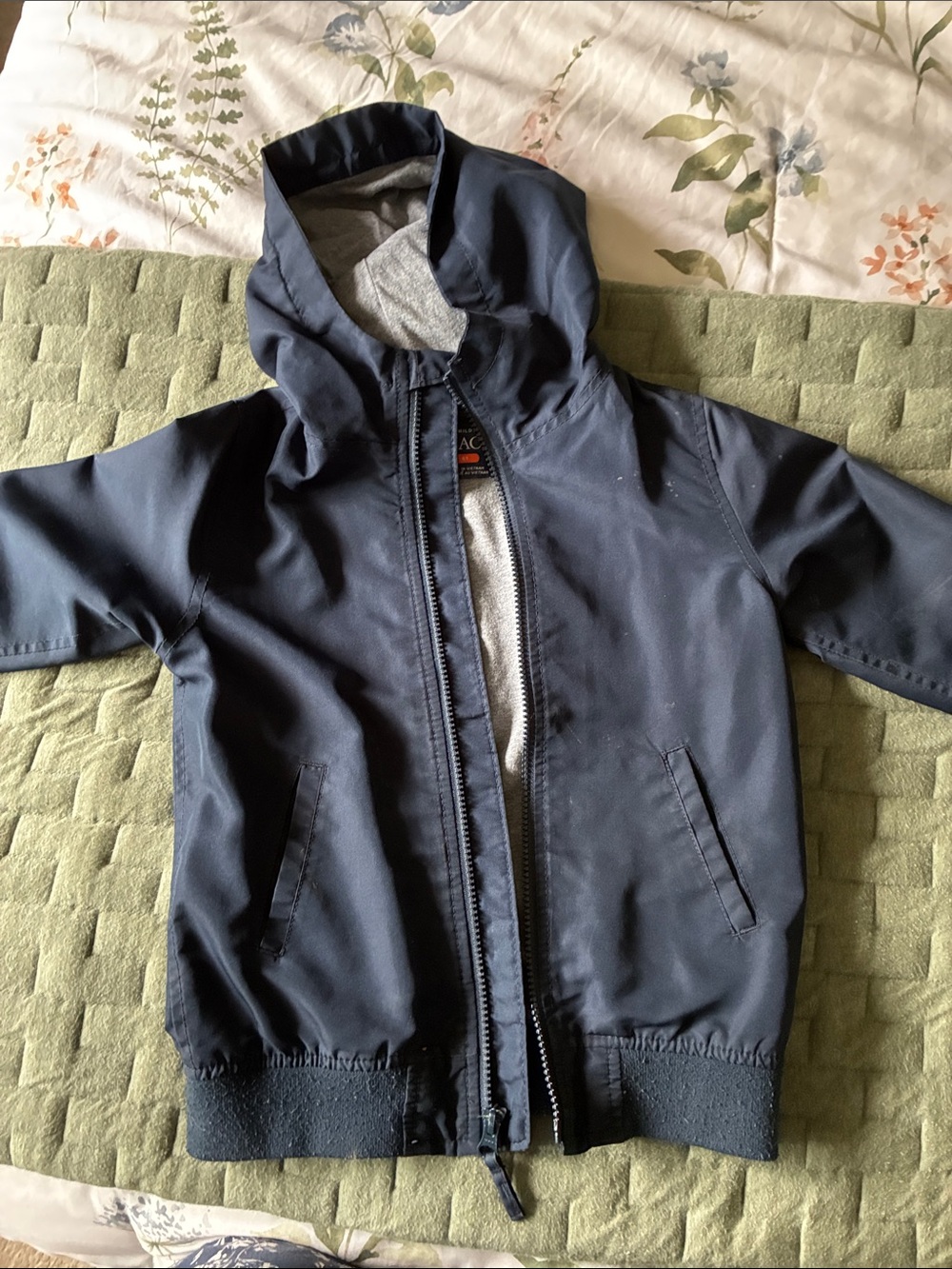 The Children's Place Navy Hooded Raincoat with Gray Lining
